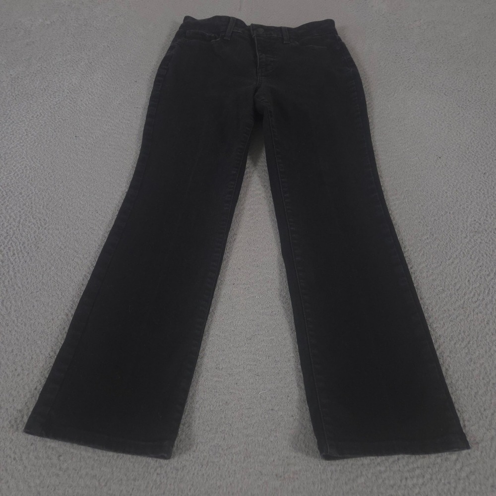 NYDJ Jeans Womens 8 Black Ellison Straight Leg High Rise Lift Tuck Denim Pants